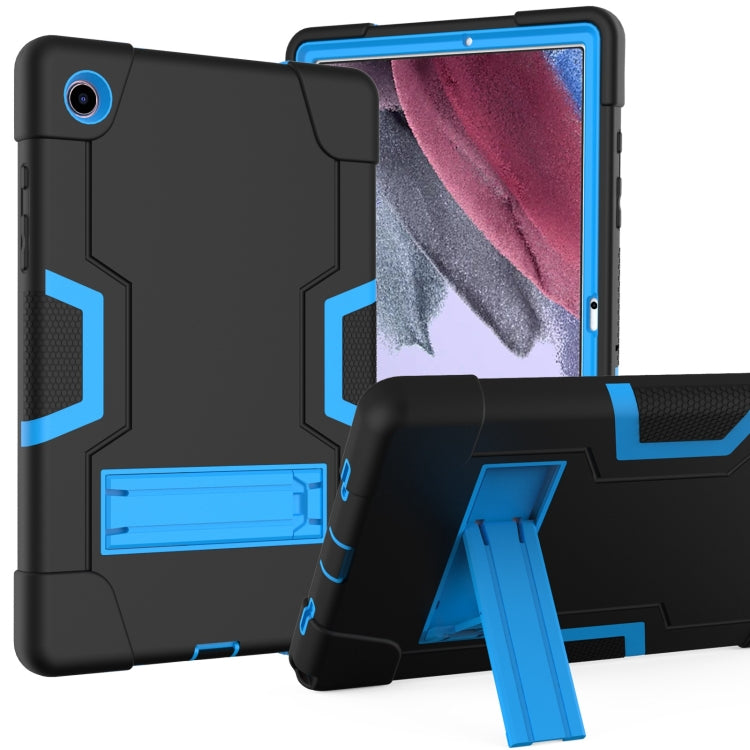 For Samsung Galaxy Tab A8 Contrast Color Robot Silicone Hybrid PC Tablet Case with Holder(Black Blue) - Other Galaxy Tab PC by buy2fix | Online Shopping UK | buy2fix