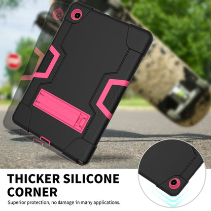 For Samsung Galaxy Tab A8 Contrast Color Robot Silicone Hybrid PC Tablet Case with Holder(Black Rose Red) - Other Galaxy Tab PC by buy2fix | Online Shopping UK | buy2fix