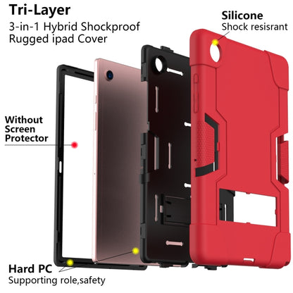 For Samsung Galaxy Tab A8 Contrast Color Robot Silicone Hybrid PC Tablet Case with Holder(Red Black) - Other Galaxy Tab PC by buy2fix | Online Shopping UK | buy2fix