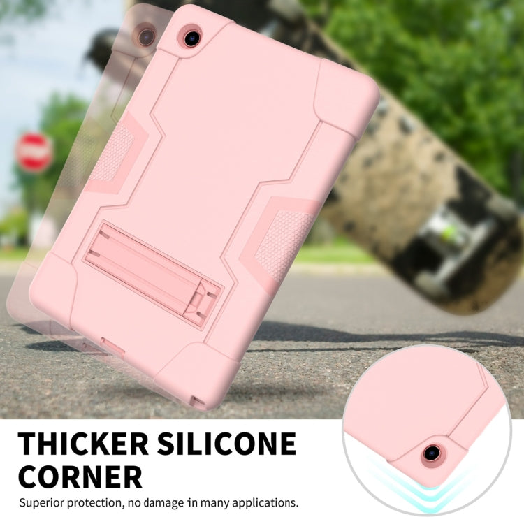 For Samsung Galaxy Tab A8 Contrast Color Robot Silicone Hybrid PC Tablet Case with Holder(Rose Gold) - Other Galaxy Tab PC by buy2fix | Online Shopping UK | buy2fix