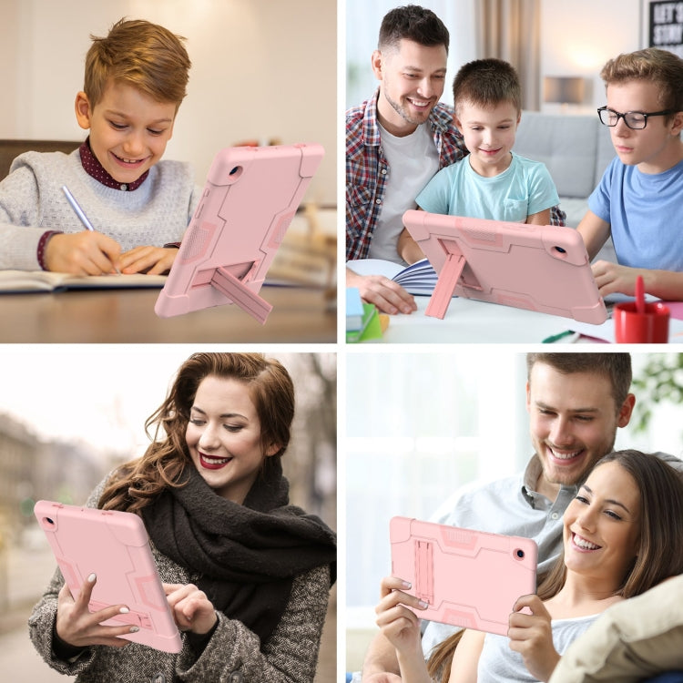 For Samsung Galaxy Tab A8 Contrast Color Robot Silicone Hybrid PC Tablet Case with Holder(Rose Gold) - Other Galaxy Tab PC by buy2fix | Online Shopping UK | buy2fix