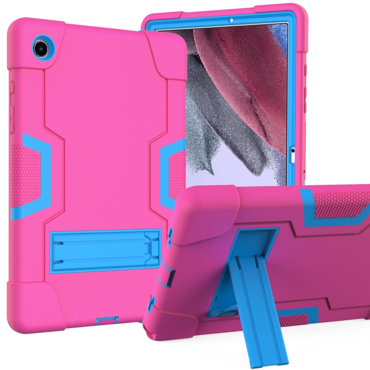 For Samsung Galaxy Tab A8 Contrast Color Robot Silicone Hybrid PC Tablet Case with Holder(Rose Red Blue) - Other Galaxy Tab PC by buy2fix | Online Shopping UK | buy2fix