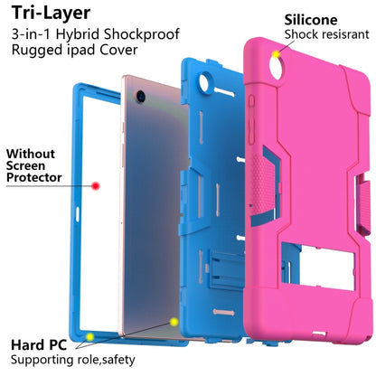For Samsung Galaxy Tab A8 Contrast Color Robot Silicone Hybrid PC Tablet Case with Holder(Rose Red Blue) - Other Galaxy Tab PC by buy2fix | Online Shopping UK | buy2fix