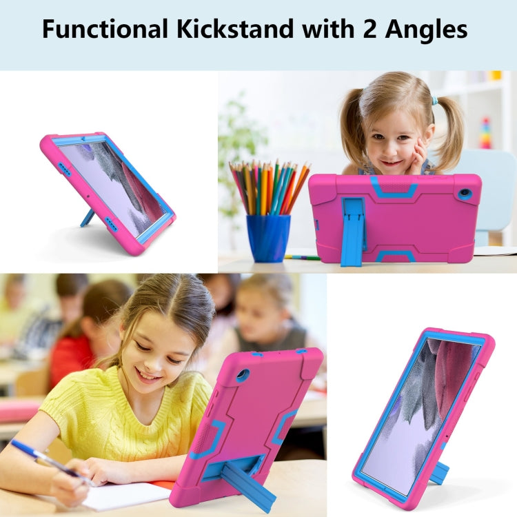 For Samsung Galaxy Tab A8 Contrast Color Robot Silicone Hybrid PC Tablet Case with Holder(Rose Red Blue) - Other Galaxy Tab PC by buy2fix | Online Shopping UK | buy2fix
