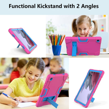 For Samsung Galaxy Tab A8 Contrast Color Robot Silicone Hybrid PC Tablet Case with Holder(Rose Red Blue) - Other Galaxy Tab PC by buy2fix | Online Shopping UK | buy2fix