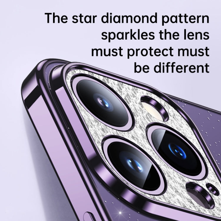 For iPhone 15 Pro Max SULADA Electroplated Transparent Glittery TPU Phone Case(Purple) - iPhone 15 Pro Max Cases by SULADA | Online Shopping UK | buy2fix