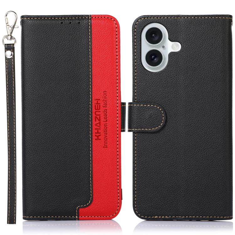 For iPhone 17 KHAZNEH Litchi Texture Leather RFID Phone Case(Black) - iPhone 17 Cases by buy2fix | Online Shopping UK | buy2fix