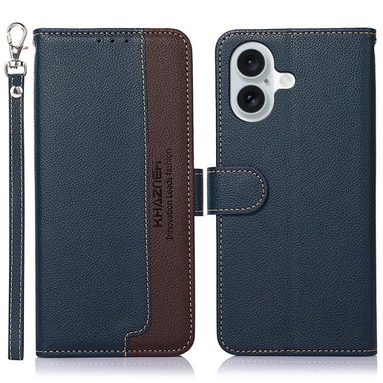 For iPhone 17 KHAZNEH Litchi Texture Leather RFID Phone Case(Blue) - iPhone 17 Cases by buy2fix | Online Shopping UK | buy2fix