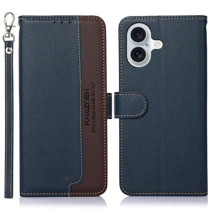 For iPhone 17 KHAZNEH Litchi Texture Leather RFID Phone Case(Blue) - iPhone 17 Cases by buy2fix | Online Shopping UK | buy2fix