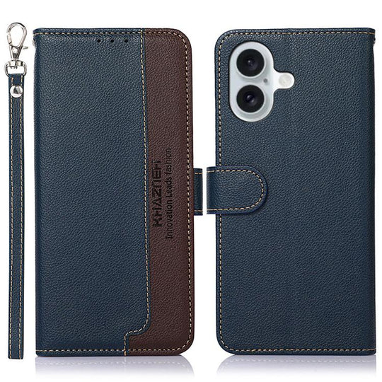 For iPhone 17 KHAZNEH Litchi Texture Leather RFID Phone Case(Blue)