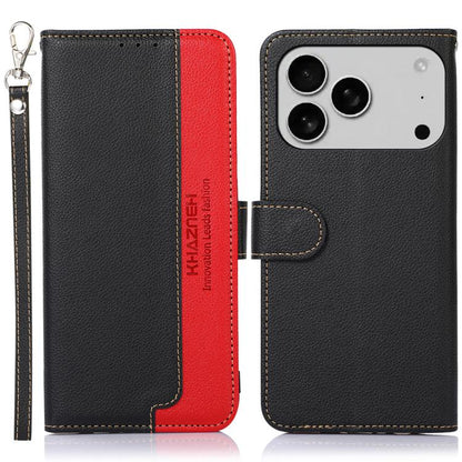 For iPhone 17 Pro KHAZNEH Litchi Texture Leather RFID Phone Case(Black) - iPhone 17 Pro Cases by buy2fix | Online Shopping UK | buy2fix