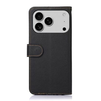 For iPhone 17 Pro KHAZNEH Litchi Texture Leather RFID Phone Case(Black) - iPhone 17 Pro Cases by buy2fix | Online Shopping UK | buy2fix