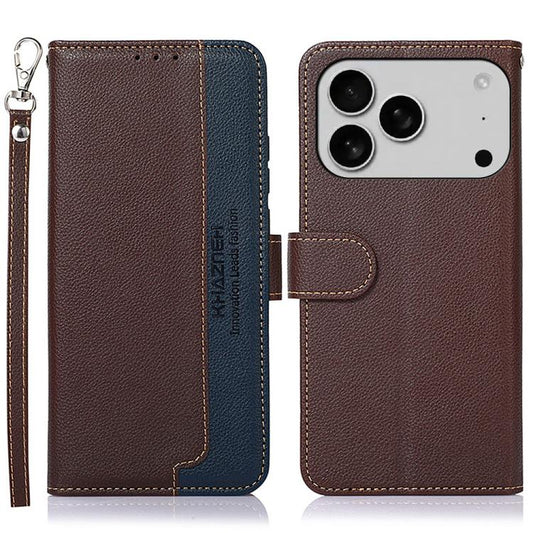 For iPhone 17 Pro KHAZNEH Litchi Texture Leather RFID Phone Case(Brown) - iPhone 17 Pro Cases by buy2fix | Online Shopping UK | buy2fix