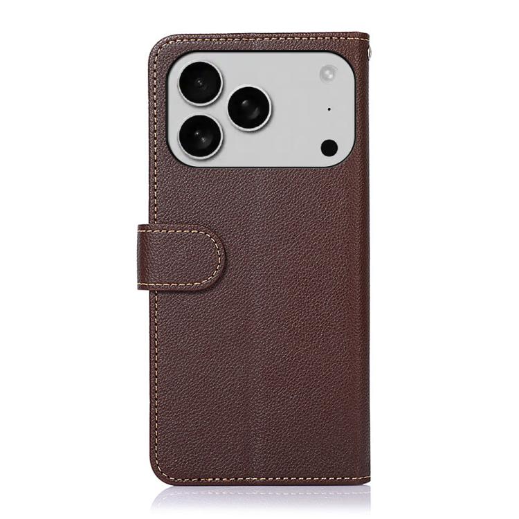 For iPhone 17 Pro KHAZNEH Litchi Texture Leather RFID Phone Case(Brown) - iPhone 17 Pro Cases by buy2fix | Online Shopping UK | buy2fix