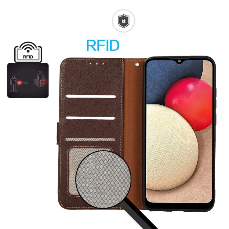 For iPhone 17 Pro KHAZNEH Litchi Texture Leather RFID Phone Case(Brown) - iPhone 17 Pro Cases by buy2fix | Online Shopping UK | buy2fix