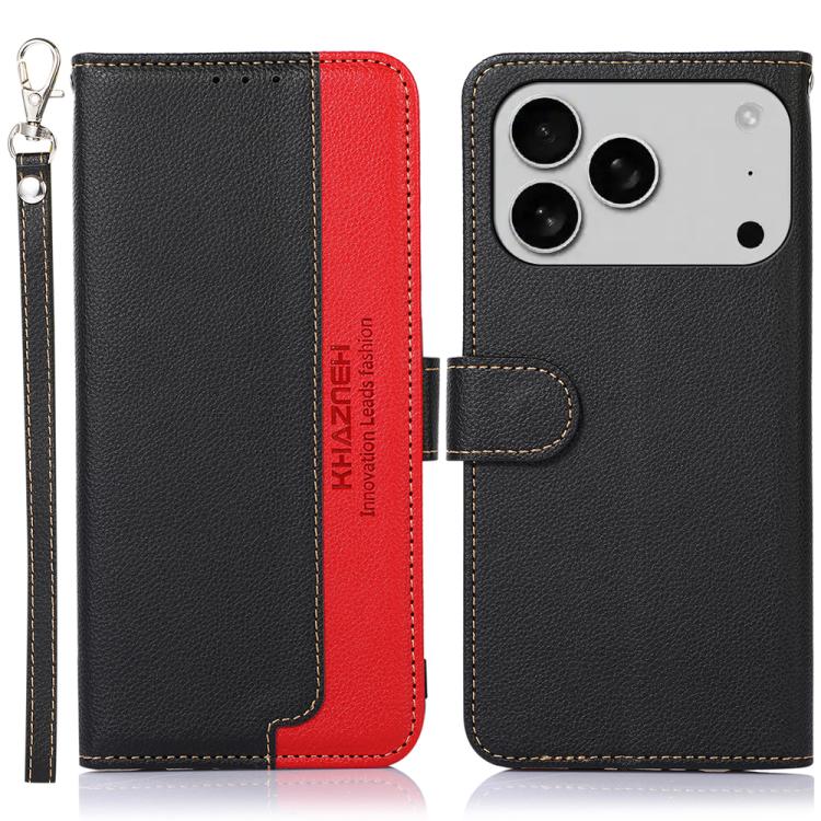 For iPhone 17 Pro Max KHAZNEH Litchi Texture Leather RFID Phone Case(Black) - iPhone 17 Pro Max Cases by buy2fix | Online Shopping UK | buy2fix