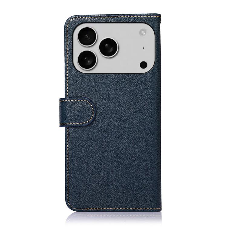 For iPhone 17 Pro Max KHAZNEH Litchi Texture Leather RFID Phone Case(Blue) - iPhone 17 Pro Max Cases by buy2fix | Online Shopping UK | buy2fix