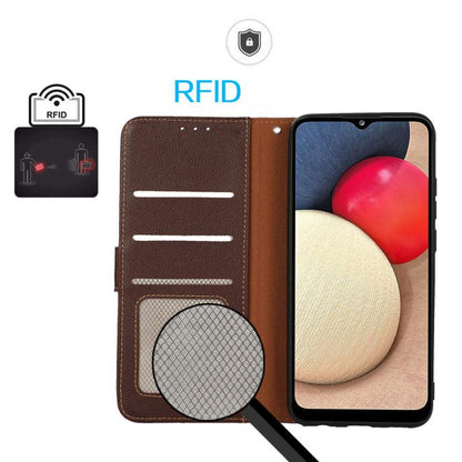 For iPhone 17 Pro Max KHAZNEH Litchi Texture Leather RFID Phone Case(Brown) - iPhone 17 Pro Max Cases by buy2fix | Online Shopping UK | buy2fix