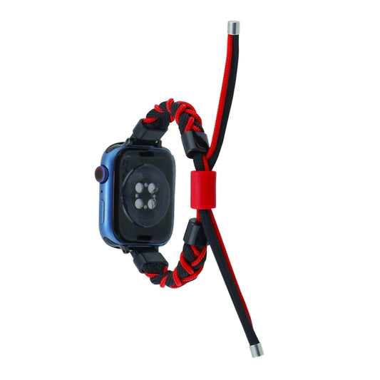 Silicone Bean Braided Cord Nylon Watch Band For Apple Watch Ultra 2 49mm(Black Red) by buy2fix