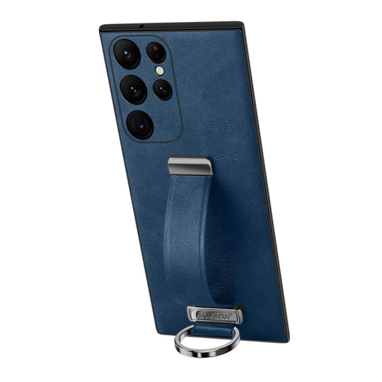 For Samsung Galaxy S23 Ultra 5G SULADA PC Hybrid Leather Texture Skin Feel Shockproof Phone Case(Blue)