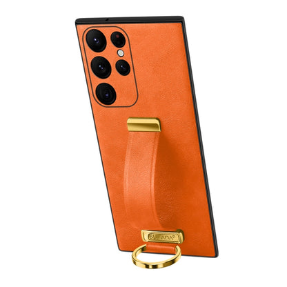 For Samsung Galaxy S23 Ultra 5G SULADA PC Hybrid Leather Texture Skin Feel Shockproof Phone Case(Orange) by SULADA