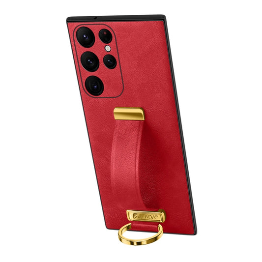 For Samsung Galaxy S23 Ultra 5G SULADA PC Hybrid Leather Texture Skin Feel Shockproof Phone Case(Red) by SULADA
