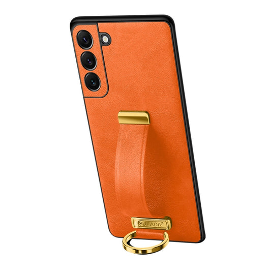 For Samsung Galaxy S23 5G SULADA PC Hybrid Leather Texture Skin Feel Shockproof Phone Case(Orange) by SULADA