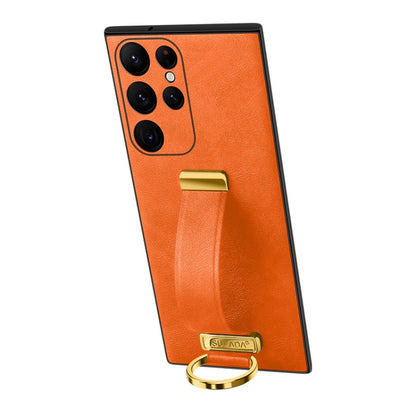 For Samsung Galaxy S24 Ultra 5G SULADA PC Hybrid Leather Texture Skin Feel Shockproof Phone Case(Orange) by SULADA