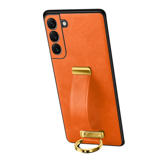 For Samsung Galaxy S24 5G SULADA PC Hybrid Leather Texture Skin Feel Shockproof Phone Case(Orange) by SULADA