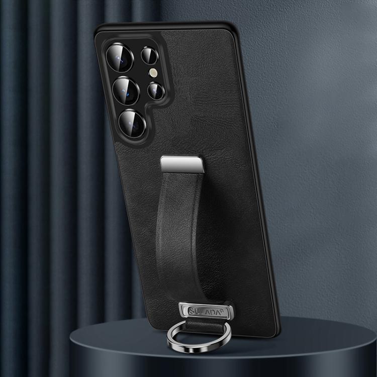 For Samsung Galaxy S25 Ultra 5G SULADA PC Hybrid Leather Texture Skin Feel Shockproof Phone Case(Black) by SULADA