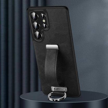 For Samsung Galaxy S25 Ultra 5G SULADA PC Hybrid Leather Texture Skin Feel Shockproof Phone Case(Black) by SULADA