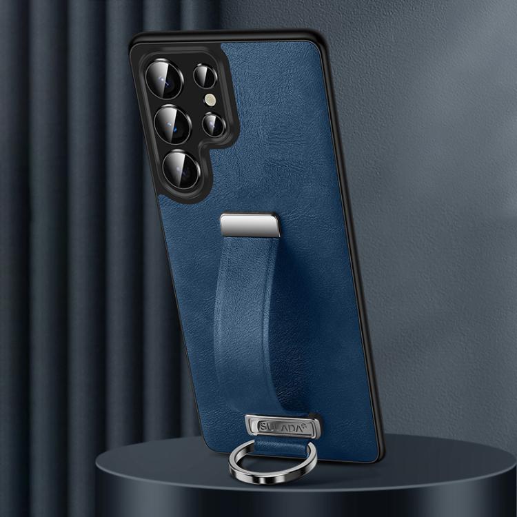 For Samsung Galaxy S25 Ultra 5G SULADA PC Hybrid Leather Texture Skin Feel Shockproof Phone Case(Blue) by SULADA