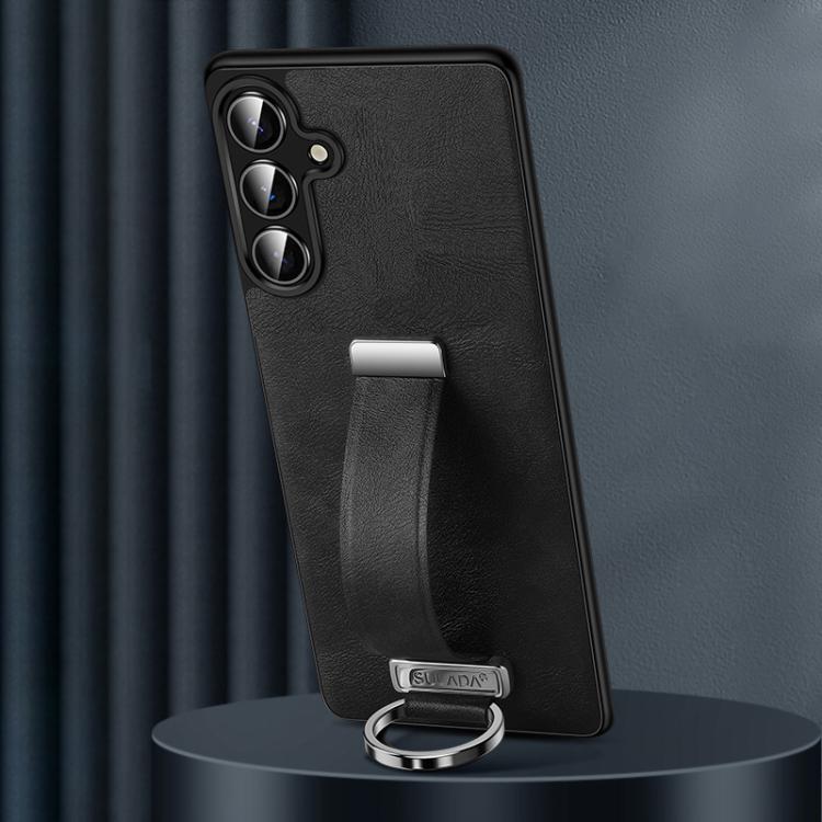 For Samsung Galaxy S25+ 5G SULADA PC Hybrid Leather Texture Skin Feel Shockproof Phone Case(Black) by SULADA