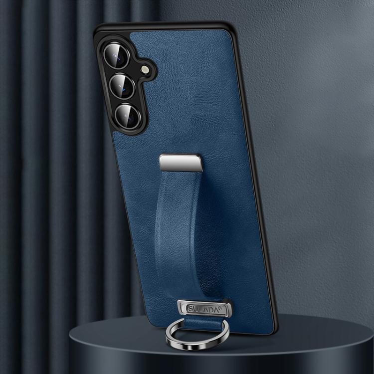 For Samsung Galaxy S25+ 5G SULADA PC Hybrid Leather Texture Skin Feel Shockproof Phone Case(Blue) by SULADA