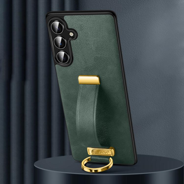 For Samsung Galaxy S25+ 5G SULADA PC Hybrid Leather Texture Skin Feel Shockproof Phone Case(Green) by SULADA
