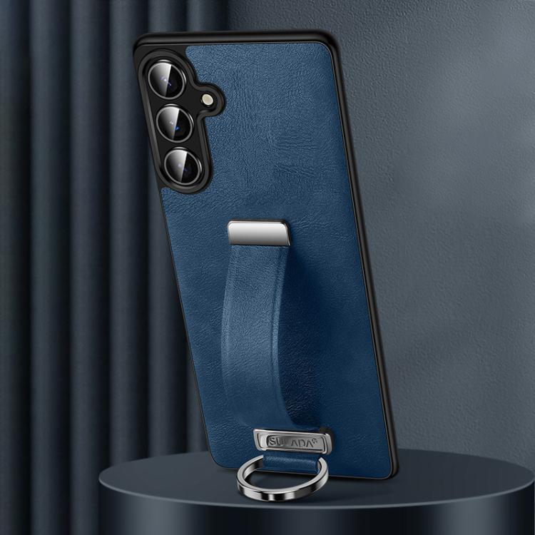 For Samsung Galaxy S25 5G SULADA PC Hybrid Leather Texture Skin Feel Shockproof Phone Case(Blue) by SULADA