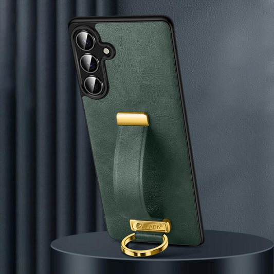For Samsung Galaxy S25 5G SULADA PC Hybrid Leather Texture Skin Feel Shockproof Phone Case(Green) by SULADA