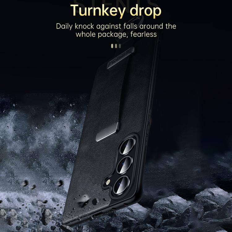 For Samsung Galaxy S25 Ultra 5G SULADA PC Hybrid Leather Texture Skin Feel Shockproof Phone Case(Black) by SULADA