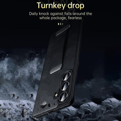 For Samsung Galaxy S25+ 5G SULADA PC Hybrid Leather Texture Skin Feel Shockproof Phone Case(Blue) by SULADA