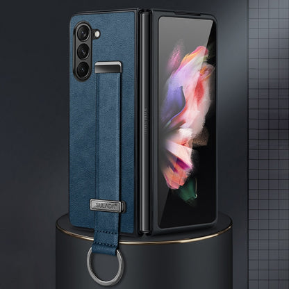 For Samsung Galaxy Z Fold6 SULADA PC + Leather Texture Skin Feel Shockproof Phone Case(Blue) - Galaxy Z Fold6 5G Cases by SULADA | Online Shopping UK | buy2fix