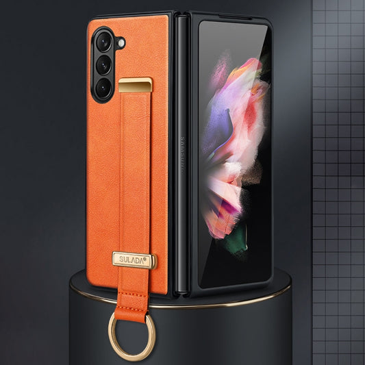 For Samsung Galaxy Z Fold6 SULADA PC + Leather Texture Skin Feel Shockproof Phone Case(Orange) - Galaxy Z Fold6 5G Cases by SULADA | Online Shopping UK | buy2fix