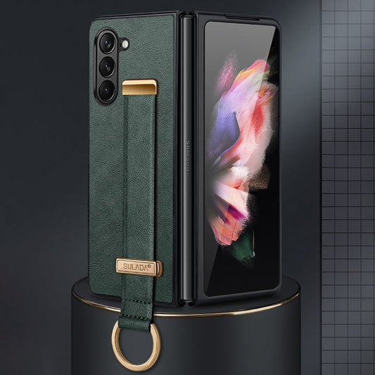 For Samsung Galaxy Z Fold6 SULADA PC + Leather Texture Skin Feel Shockproof Phone Case(Green) - Galaxy Z Fold6 5G Cases by SULADA | Online Shopping UK | buy2fix