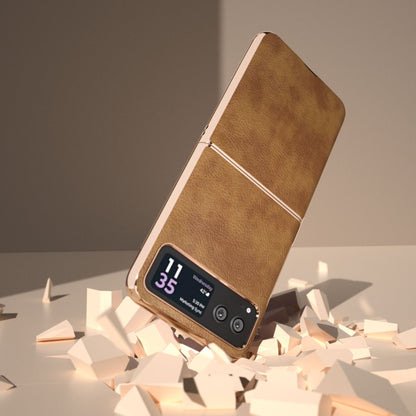 For Motorola Razr 40 Nano Plating Retro Litchi Texture PU Phone Case(Brown) by buy2fix