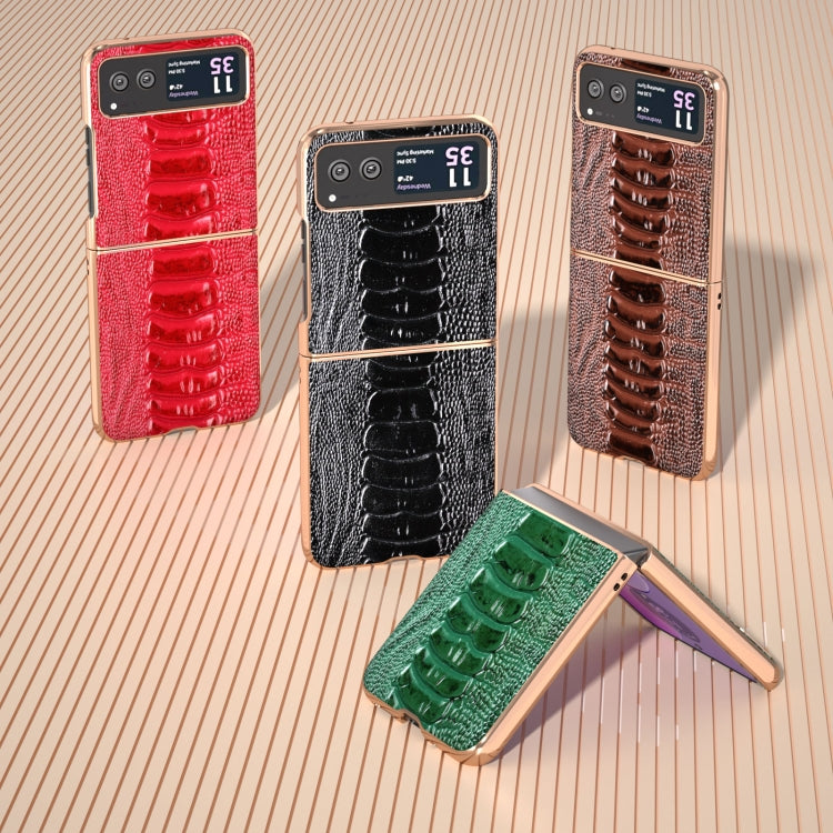 For Motorola Razr 40 Nano Plating Genuine Leather Weilai Series Phone Case(Green) by buy2fix