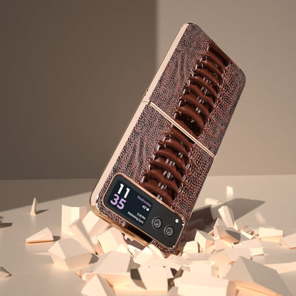For Motorola Razr 40 Nano Plating Genuine Leather Weilai Series Phone Case(Coffee) by buy2fix