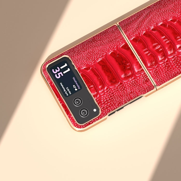 For Motorola Razr 40 Nano Plating Genuine Leather Weilai Series Phone Case(Red) by buy2fix