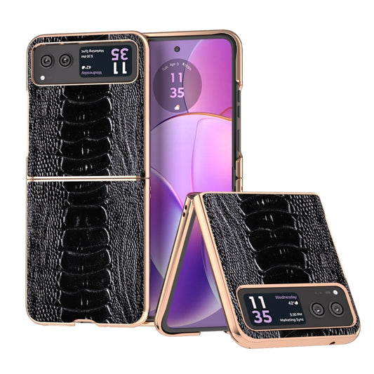 For Motorola Razr 40 Nano Plating Genuine Leather Weilai Series Phone Case(Black) by buy2fix