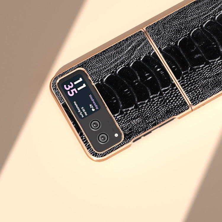 For Motorola Razr 40 Nano Plating Genuine Leather Weilai Series Phone Case(Black) by buy2fix