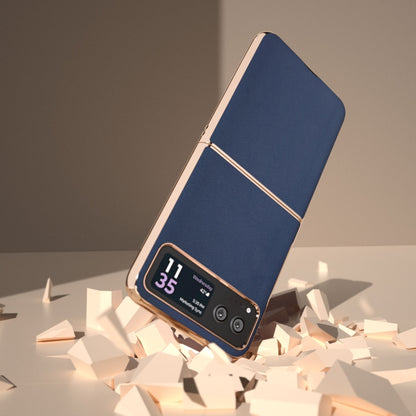 For Motorola Razr 40 Nano Plating Genuine Leather Xiaoya Series Phone Case(Blue) by buy2fix