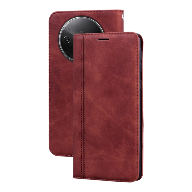 For Xiaomi Redmi A3 Frosted Business Magnetic Horizontal Flip PU Phone Case(Brown) - Xiaomi Cases by buy2fix | Online Shopping UK | buy2fix